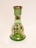 Cumpara ieftin Decantor recipient sticla verde pictata cu auriu, 26cm, vaza