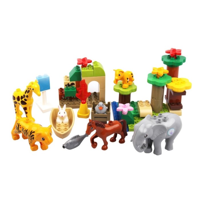 Set Caramizi Zoo Funny, 51 Piese, Multicolor, Baterii Incluse, 2+ Ani