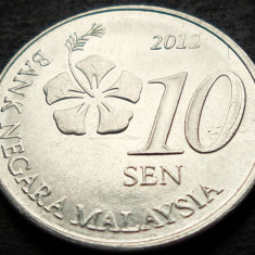 Moneda 10 SEN - MALAEZIA, anul 2012 * cod 4384 = A.UNC