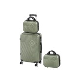 Set Valize Leziter TraveLux Pro XIII ABS Verde Ulei 3 Piese (Mana, Medie, Trusa) Roti Duble Cod Numeric 28x36x16cm
