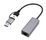 ADAPTOR RETEA GEMBIRD , extern, USB 3.1 Gen1 Type-C + USB-A combo, port RJ-45, 2500 Mbps, silver, &quot;A-USB3AC-LAN2G-01&quot; (timbru verde 0.18 lei)