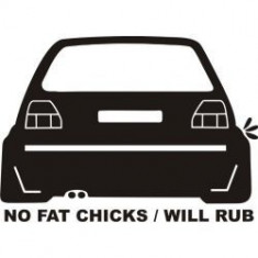 Stickere auto No fat chicks car will rub ManiaStiker