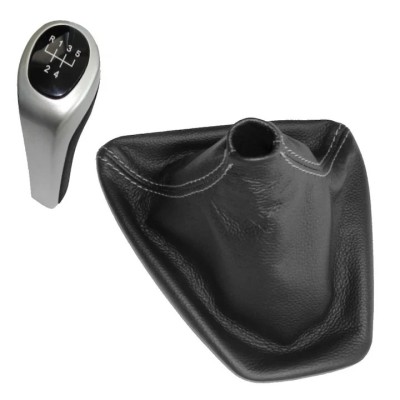 Nuca schimbator 5 viteze cu manson MARTI-NIK 15 pentru BMW Serie 3 E90 E91 E92 E93 2005-2013, piele naturala, foto