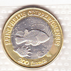 bnk mnd Insula Clipperton 200 franci 2011 unc , fauna marina, bimetal