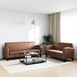 vidaXL Set canapea, 2 buc., piele artificială de căprioară, maro