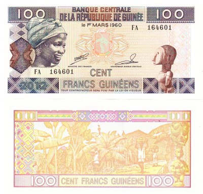 Guineea 100 Francs 2012 P-35b UNC foto