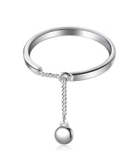 Inel Reglabil Argint 925, Stil Urban, Decorat cu Lanț și Bilă Arg311Y