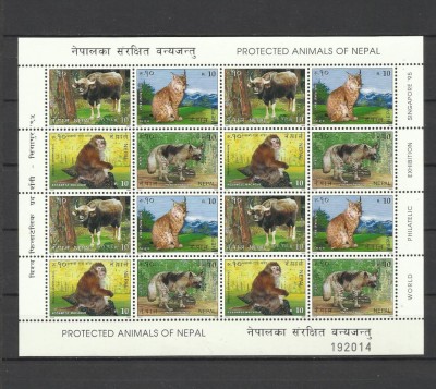 NEPAL 1995 FAUNA ANIMALE PROTEJATE MAIMUTE HIENE RASI foto