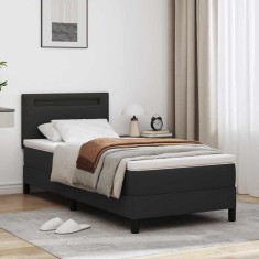 vidaXL Cadru de Pat cu Saltea Negru 90 x 200 cm Piele artificială