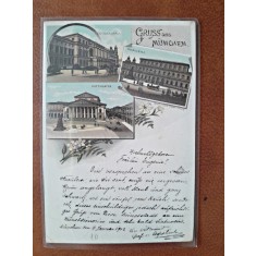 Carte postala, 3 imagini din Munchen, inceput de secol XX