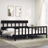 VidaXL Cadru pat cu tăblie 200x200 cm, negru, lemn masiv