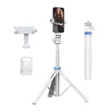 Trepied foto telescopic profesional JustZEN, pentru telefon/camera foto/GoPro, telecomanda bluetooth, functie selfie stick, ajustabil, Universal