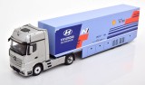 Macheta Mercedes Actros MP4 Semiremorca Hyundai Rally Transport - IXO 1/43, 1:43