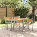 Cumpara ieftin Set de masa pentru gradina 5 buc. Gri Lemn Solid de Acacia