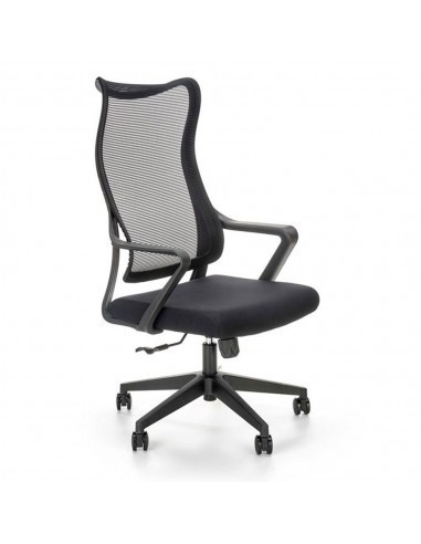 Scaun birou cu mesh Hm Loreto, ergonomic, suport lombar, baza polipropilena, mecanism de balans, inaltime reglabila, material respirabil, 100 kg, negr
