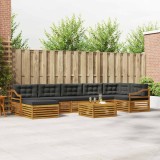 vidaXL Set de canapele de exterior cu pernă 8 pcs Natural și Antracit 3373877