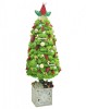 Aranjament de Craciun Brad din licheni naturali stabilizati si decoratiuni de sezon, Eventissimi, Verde, 55 cm, personalizabil, Eventissimi&reg;