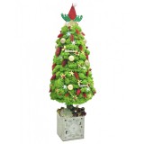 Aranjament de Craciun Brad din licheni naturali stabilizati si decoratiuni de sezon, Eventissimi, Verde, 55 cm, personalizabil