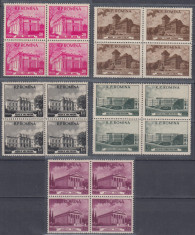 ROMANIA 1955 LP 388 MUZEE DIN BUCURESTI BLOCURI DE 4 TIMBRE MNH foto