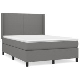 Cumpara ieftin Pat box spring cu saltea, gri inchis, 140x200 cm, textil