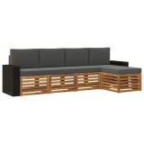 vidaXL Set de canapele de exterior cu pernă 5 pcs Natural și Antracit 3384243
