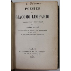 POESIES DE GIACOMO LEOPARDI , 1887 , FORMAT REDUS