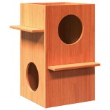 Căsuță pisici vidaXL, lemn masiv pin, 43x43x60cm, maro ceruit, interior spațios, blat robust, design minimalist