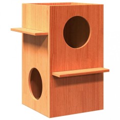 vidaXL Ceară pentru Casă pisici maro 43x43x60 cm Lemn masiv de pin 859303