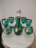 Set Vintage Bohemia Crystal din Cristal Cehesc &ndash; Decantor și Pahare cu Decorațiuni Aurii