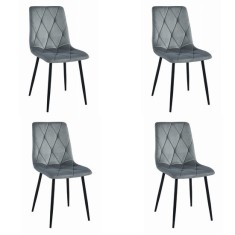 Set 4 scaune bucatarie/living, Artool, Libra, catifea, metal, gri si negru, 44x40x88.5 cm foto