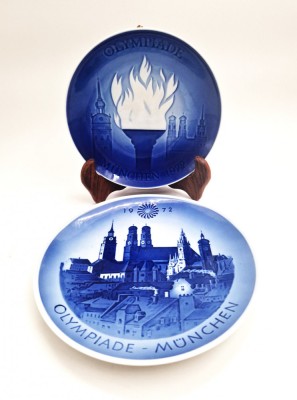 2 farfurii de perete decorative porțelan ROYAL COPENHAGEN Olimpiada 1972 MUNCHEN foto