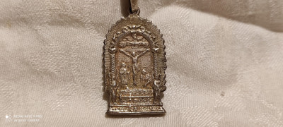 argint MEDALION ISUS HRISTOS si FECIOARA MARIA 2 fete VECHI de colectie SPLENDID foto