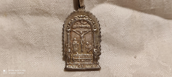 argint MEDALION ISUS HRISTOS si FECIOARA MARIA 2 fete VECHI de colectie SPLENDID
