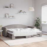 Cumpara ieftin Pat de zi cu extensie, gri taupe, 80x200 cm, textil