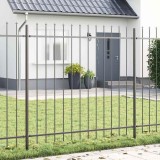 Gard de grădină cu v&acirc;rf tip suliță, gri, 3,4x1,5 m, oțel