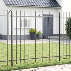 vidaXL Gard de Grădină Gri 5.1 x 1.5 m Oțel vopsit &icirc;n pulbere
