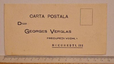 Cartă poștală comercială interbelică &amp;ndash; București Precupeții Vechi &amp;ndash; Georges Verglas foto