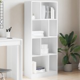 Biblioteca alba lemn prelucrat, 8 compartimente, 57x28.5x141 cm