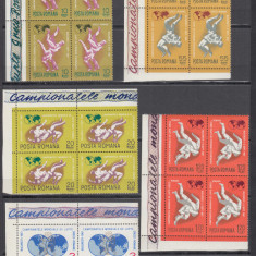 ROMANIA 1967 LP 655 CAMPIONATELE MONDIALE DE LUPTE GRECO-ROMANE BLOCURI DE 4 MNH