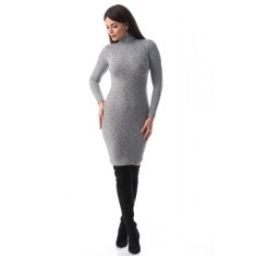 J945-182 Rochie scurta si mulata cu guler stil helanca