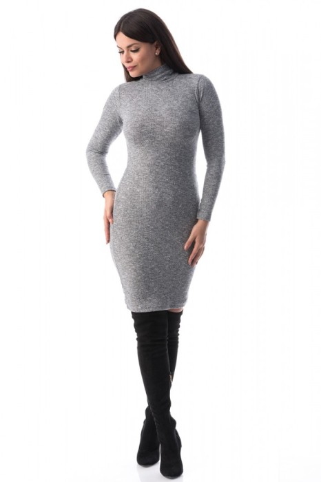 J945-182 Rochie scurta si mulata cu guler stil helanca