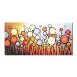 Tablou gigant pictat manual living, dormitor, Bucurie, 140x70cm ulei pe panza in relief efect 3D, gata de agatat pe perete