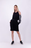 Rochie neagra cu fermoare la umeri si curea in talie, XS, Negru, Pause Jeans