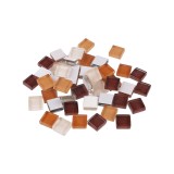 Set 35 pietre decorative de mozaic din sticla Crisalida, 10 x 10 mm, Maro