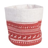 Cos Craciun bumbac crem rosu Reni &Oslash; 15x16 cm