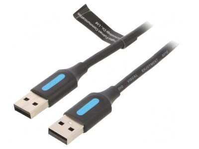 Cablu USB 2.0 A - A 1m Negru foto