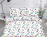 Cumpara ieftin Lenjerie de pat matrimonial cu husa elastic pat si 4 fete perna patrata, Kisa, bumbac mercerizat, multicolor