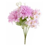 Cumpara ieftin Buchet Dalia artificiala roz intens verde 30 cm
