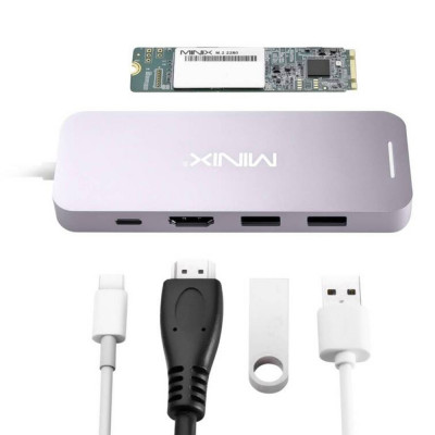 Adaptor multiport USB-C Minix NEO-S2GR cu Solid State Drive (SSD) 240Gb inclus, HDMI, USB Type-C, 2 x USB3.0 foto