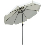 Outsunny Umbrelă de Grădină &Icirc;nclinabilă cu Deschidere cu Manivelă și Orificiu de Aerisire, &Oslash;266x248.5 cm, Crem | Aosom Romania